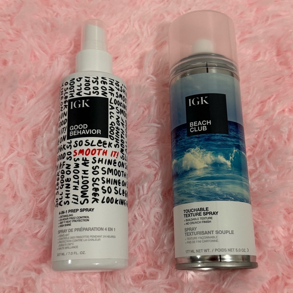 IGK Haircare Bundle: BEACH CLUB Texture Spray & GOOD BEHAVIOR 4-In-1 Prep Spray